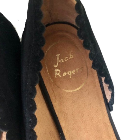 Jack Rogers Chantel D'Orsay Scalloped Suede Flats - Black - 7.5 - Picture 6 of 10